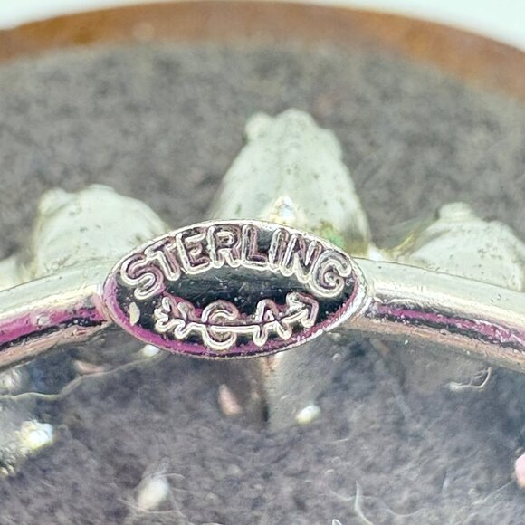 Sterling Silver 925 Blue & White CZ Alternating Circle Pin Brooch Size 1.25" - Picture 7 of 10